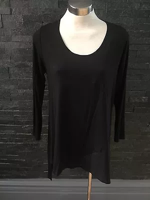 Yong Kim QVC Modal Asymmetric Chiffon Panel Tunic Black 14 New With Tags • £35