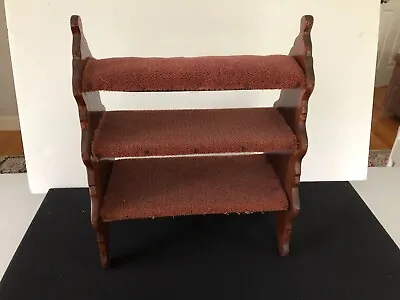 Unique Vintage Carpeted Library Wooden Footrest 3 Steps.  18  X 15 X 8 • $30