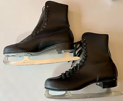 Ice Figure Skates; Mens US9; Black Leather;  Imperial Tempered Blades; Used • $8
