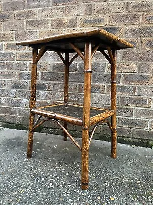 Antique Tiger Bamboo Table Victorian Aesthetic 19th Century Side Table Cane • £169.99