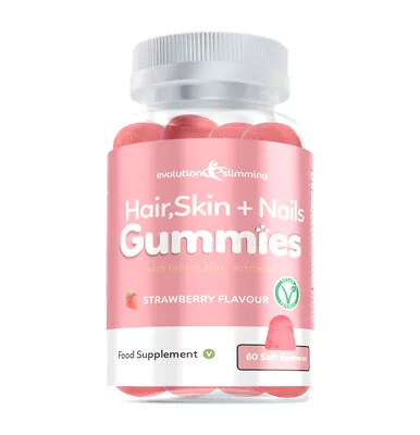 Hair Skin & Nails 60 Gummies With Biotin Zinc & Selenium - Blueberry Flavour • £12.99