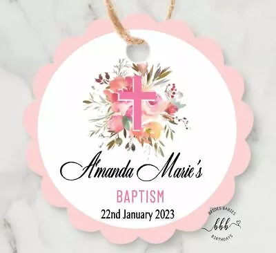 12 Gift Tags Thank You Christening Baptism Favour Cross Communion Personalised   • $4.98