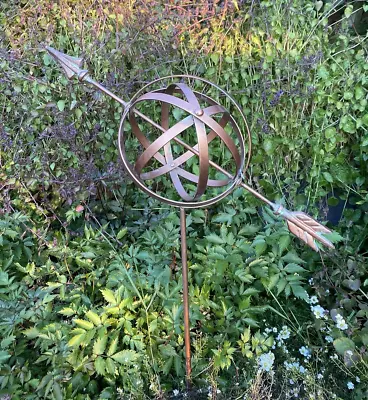 Armillary Sphere Metal Garden Decoration Plant Support Stake Flower Aged Copper • £19.95