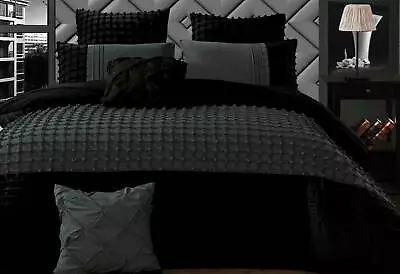 Cossette Grey Black Quilt Cover Rich-Textured 3pcs Doona Cover Set /options • $69