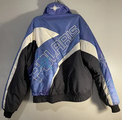 Vintage Polaris Snowmobile Racing Jacket Coat MEN’S LARGE Insulated Iridescent • $59.99