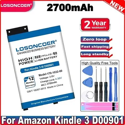 2700mAh 170-1032-01 Battery For Amazon Kindle 3 III Keyboard EReader D00901 170 • $24.65