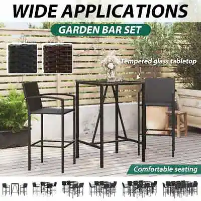 $331.99 • Buy  Outdoor Bar Set Table And Chairs Dining Furniture Setting Poly Rattan VidaXL