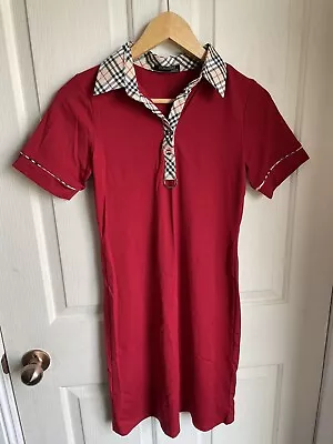 BURBERRY DRESS Girls SHIRT DRESS Red With NOVA CHECK PRINT SIZE 12 • $25