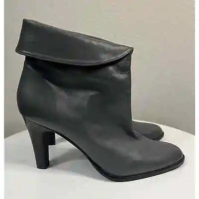 Matisse Demi Ankle Boot Grey Leather Cuffed High Heel Pull On Women's Size 10M • $16
