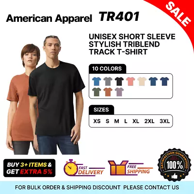 American Apparel TR401 Unisex Short Sleeve Stylish Triblend Track T-Shirt • $12.23