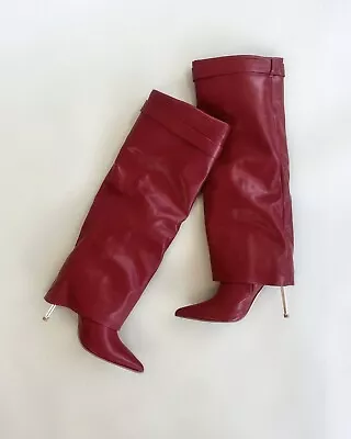 Womens Red Pointed Toe Stiletto Zip-Up Stiletto Boots Size 7 • $15