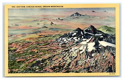 WA Postcard- AIR VIEW CASCADE RANGE OREGON Prehistoric Volcanoes • $7.69