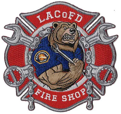 LA County Shops Mechanic Grizzly Bear Wrench & Chains  NEW  Fire Patch !! • $6.95