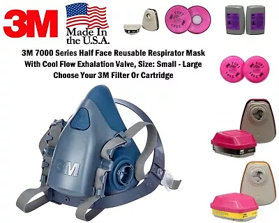 3M SILICONE REUSABLE Half Face Respirator Facepiece Mask With Cartridge Option • $55.05