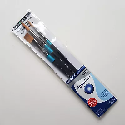 Daler Rowney Aquafine Watercolour Brush Pack Set 302 Round 4 & 8 Flat 1/2” • £11.99