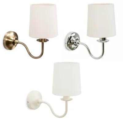 Traditional Wall Light Fitting Fabric Lampshade Chrome Cream Antique Brass Lamp • £19.99