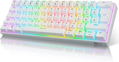 RK ROYAL KLUDGE RK61 Tri Mode RGB Hot Swappable Mechanical KB 3 Mode White • $87.95