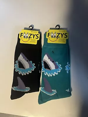 Great White Shark Foozys Men's Crew Socks Lot Of 2 • $11.99