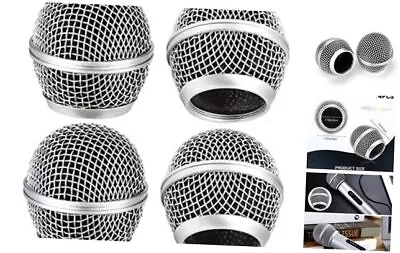  4PCS Microphone Head Replace Grille Mic Replacement Ball Fit For SM58 Silver • $19.31