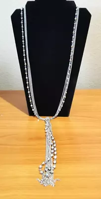 **NEW Gorgeous Designer Silver Multi Chain Long Necklace** • $10.99