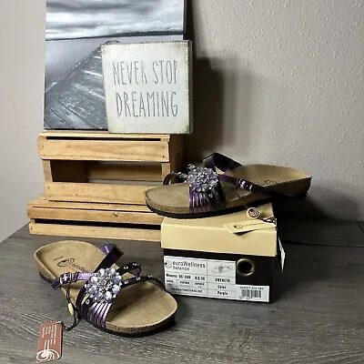 $39.99 • Buy Euro Wellness Balance Gweneth Purple Leather Studded Sandals 8.5/39 New With Box