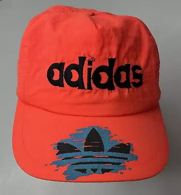 Vintage Embroidered Adidas Graffiti Puffy Trefoil Neon Nylon Snapback Adult 80s • $24.99