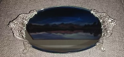 Brighton Contessa Silver Tone Footed Vanity Tray Oval  Beveled Mirror • $39.99