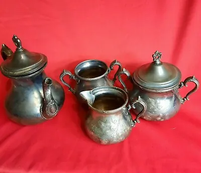 Quadruple Plate Embossed Antique Webster Tea Set (Set Of 4) • $85