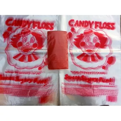 Candy Floss Bags 1x100 Plastic Bags Candy Floss Cotton Candy Floss Machine • £8.99