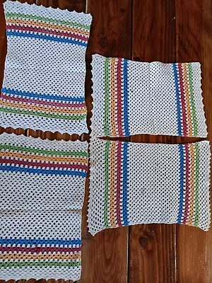 4 Vintage Small Crochet Stitched Dresser Runners • $10