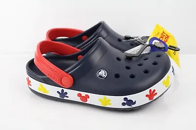 Crocs Kid's Fun Lab Disney Mickey Mouse Lights Clog Junior Size 3 Navy 207077 • $40.79