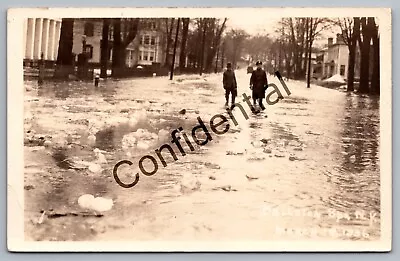 Real Photo Flood Milton Ave From Church At Ballston Spa NY New York RPPC I-303 • $29.99