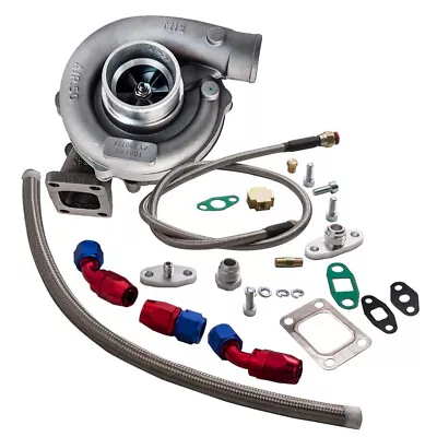 T04E T3/T4 A/R.63 44 Trim 400+HP Stage III Turbo Charger+Oil Feed+Drain Line Kit • $152.82