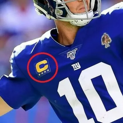 $14.99 • Buy NEW YORK GIANTS QB Eli Manning Captain's 4-STAR⭐⭐⭐⭐iron-on GOLD-C Blue C-Patch