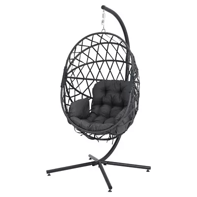 Rattan Egg Chair Swing Foldable Garden Patio Hanging Wicker Hammock Pod Chair UK • £149.95