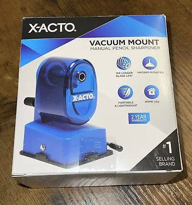 X-ACTO Manual Crank ( Color ) PENCIL Sharpener - Suction Base - Blue New In Box • $13.74