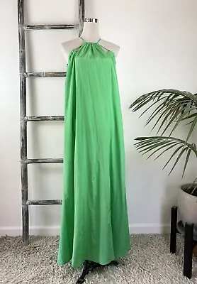 Veronika Maine Green Cotton-Blend Floaty Maxi Dress With Tie - Size 10 (also 12) • $50