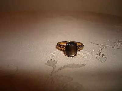 VINTAGE 14K SOLID YELLOW GOLD 11mm X 8mm COLOR BROWN STONE RING SIZE 6  • $196.99