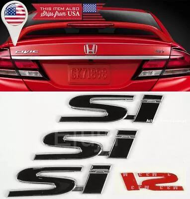 (3) 4.3  X 1  Black SI Emblem Decal Sticker Badge For Civic Trunk Fender Lip • $9.99