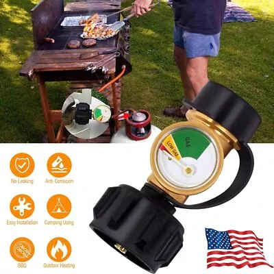 Propane Tank Gauge Grill BBQ RV Pressure Brass Valve Adapter Gas Level Indicator • $11.61