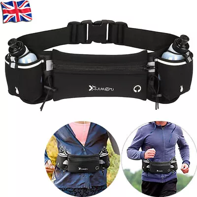 Adult Running Belt With Water Bottle Travel Sports Jogging Phone Keys Waist Bag • £10.59