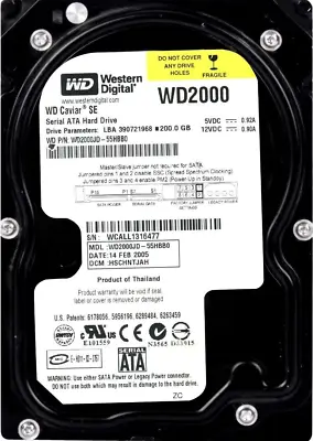 Western Digital Caviar SE WD2000JD 200GB Molex 7200U/Min SATA I 8MB 3.5   Inch • $25.66