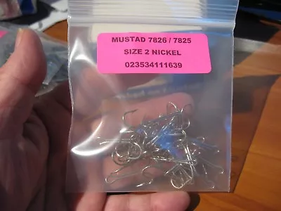 25 Mustad Double Loose Fish Hooks / 7826 / 7825 Size 2 Nickel Finish • $13.27