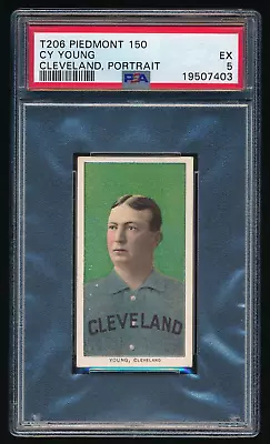 1909-11 T206 Cy Young Portrait Cleveland Naps Piedmont 150 PSA 5 EX *CENTERED!* • $11999.99