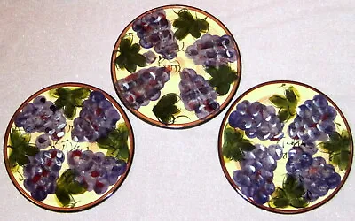SET OF 3 ~ HD DESIGNS Hand Painted GRAPES VINE 8   TRIVETS ~ TUSCAN DECOR ~HDQ2 • $32.88