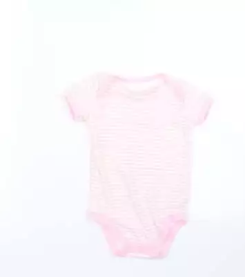 Matalan Girls Pink Striped Cotton Babygrow One-Piece Size 18-24 Months Snap • £3