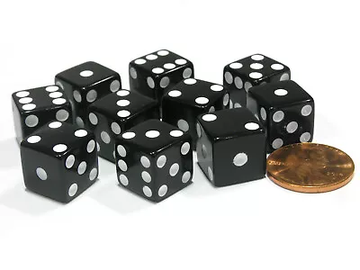Set Of 10 Six Sided D6 12mm Dice Die Squared RPG D&D Bunco Board Game Black • $7.29