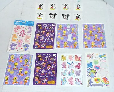 Lot Of 8 Dora TweetyMy Little PonyCare Bears Sticker Sheets+8 Mickey Stickers • $13.59