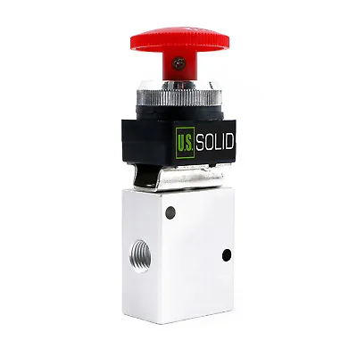 U.S. Solid 1/4  Pneumatic Control Mechanical Valve 3 Way 2 Position Red Button • $16.79