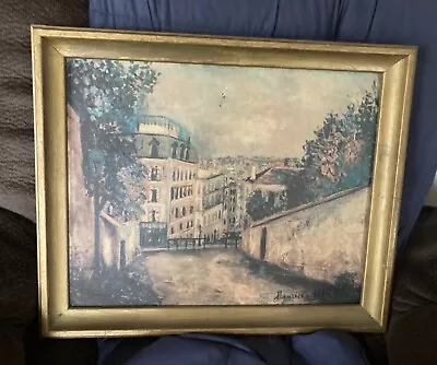 Vintage Maurice Utrillo Rue De Montmartre Lithograph Gold Framed ART Print  • $159.96